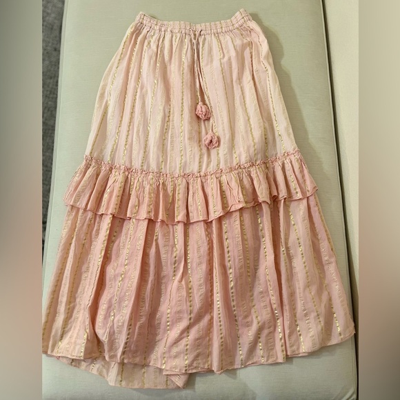 Area Stars Dresses & Skirts - Area Stars Skirt - Women’s Medium Pink - Maxi Ruffle Elastic Beachy Breezy